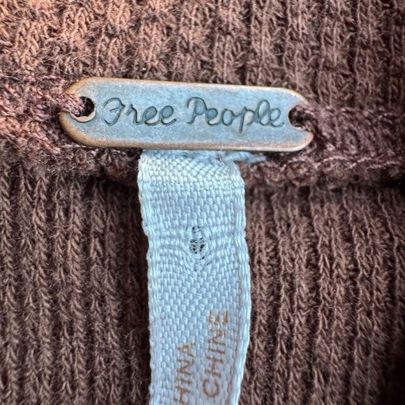 Free People Boho Crochet Sleeve Thermal Top – Size L – Mixed Knit Multicolor - Picture 2 of 6